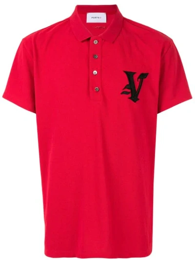 Ports V Embroidered Logo Polo Shirt In Red