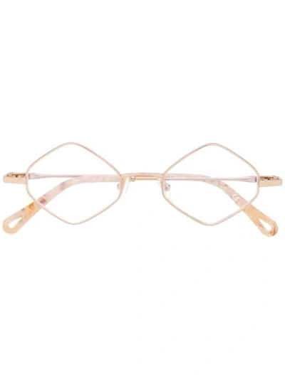 Chloé Geometric-frame Logo Glasses In Gold