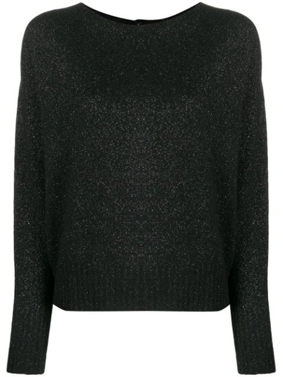 Liu •jo Crew-neck Knit Sweater In Black