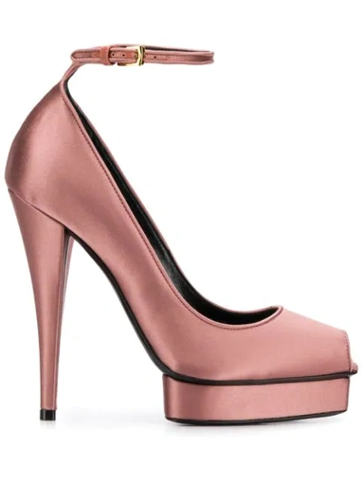 Tom Ford Platform 130mm Peep Toe Pumps In Pink