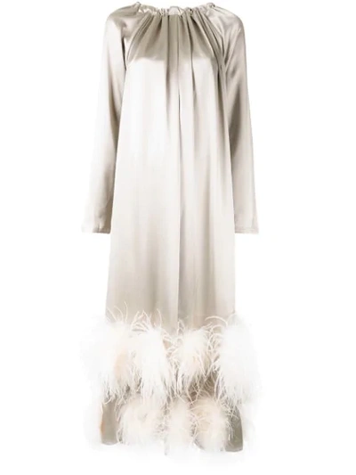Alison Brett Trapeze Feather-embellished Dress In Gold