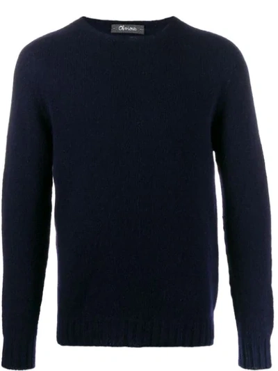 Obvious Basic Long-sleeve Fitted Sweater In Blue