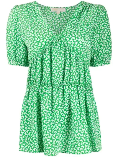 Michael Michael Kors Butterfly Print Blouse In Green