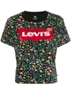 Levi's Logo Floral Print T-shirt In Black