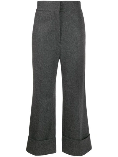 Lemaire High-waisted Textured Trousers In Grey