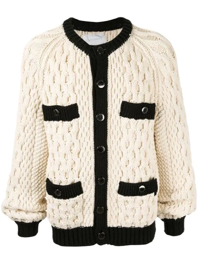 Fumito Ganryu Chunky Knit Cardigan In Neutrals