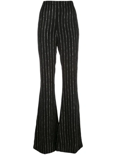 Christian Siriano Striped Wide-leg Trousers In Black