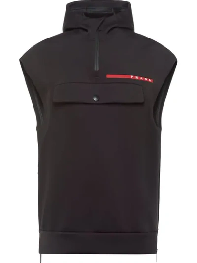 Prada Linea Rossa Double Technical Jersey Waistcoat In Black