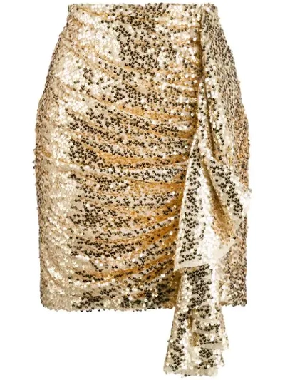 In The Mood For Love Ruched Sequin Skirt In Gold