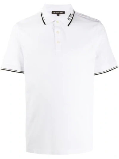 Michael Kors Stripe Detailed Polo Shirt In White