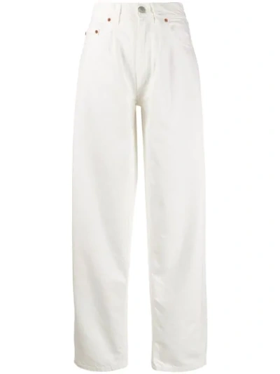Magda Butrym High Waisted Wide Leg Jeans In White