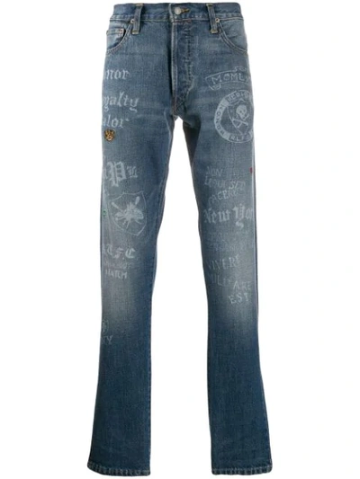 Polo Ralph Lauren Lettering Print Slim-fit Jeans In Blue