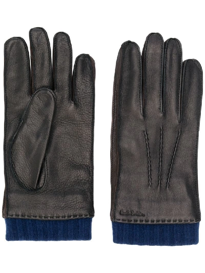 Paul Smith Combined Biker Gloves In Black