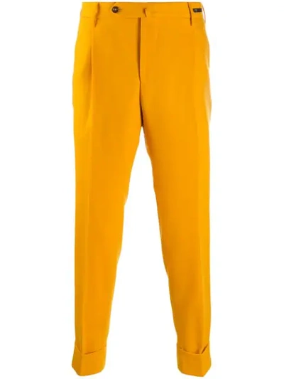 Pt01 Flannel Slim-fit Trousers In Yellow