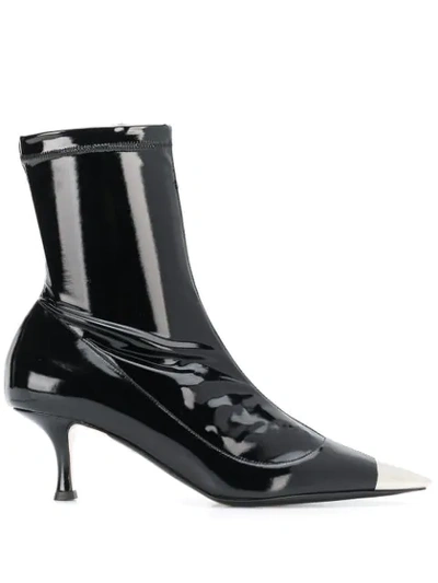 N°21 Metallic Toe Ankle Boots In Black