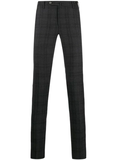 Pt01 Slim-fit Check Trousers In Grey