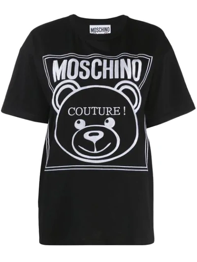 Moschino Teddy Couture Logo T-shirt In Black