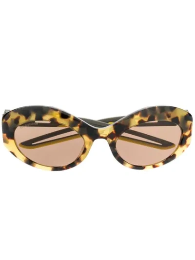 Balenciaga Hybrid Oval-frame Sunglasses In Yellow