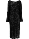 In The Mood For Love Sandy Sequin-embellished Midi Dress In Black