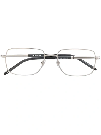 Montblanc Slim Square Frame Glasses In Silver