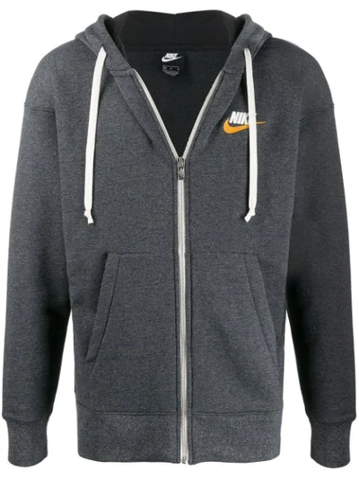 Nike Heritage Embroidered Logo Hoodie In Grey