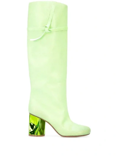 Maison Margiela Metallic Heel Knee-high Boots In Green