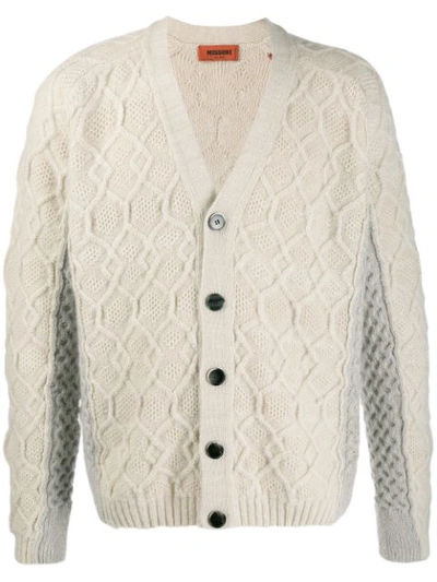 Missoni Cable Knit Cardigan In Neutrals