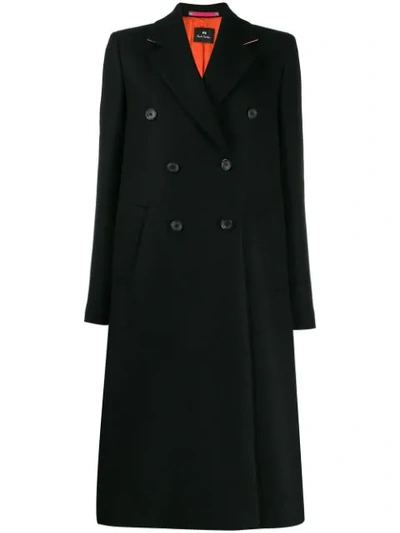 Ps By Paul Smith Double Buttoned Coat In Black