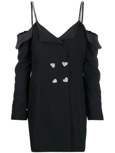 Silvia Astore Embellished Strap Tuxedo Dress In Black