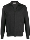 Canali Zip-front Long-sleeve Cardigan In Grey