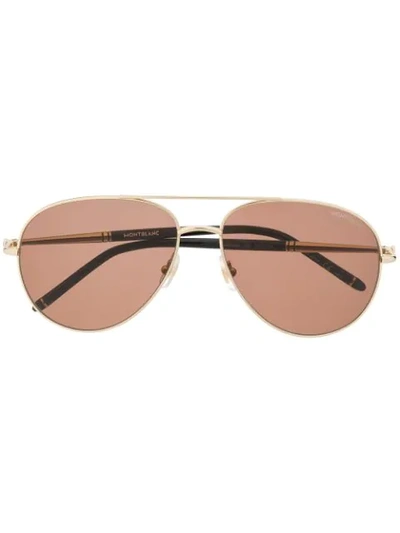 Montblanc Pilot-frame Sunglasses In Gold