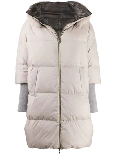 Herno Reversible Oversized Padded Coat In Neutrals