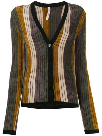 Antonio Marras Striped V-neck Cardigan In Grey