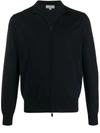 Canali Long-sleeve Zip-front Cardigan In Black