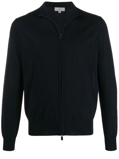 Canali Long-sleeve Zip-front Cardigan In Black