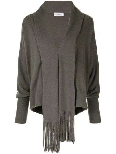 Brunello Cucinelli Fringe Detail Jumper In Grey