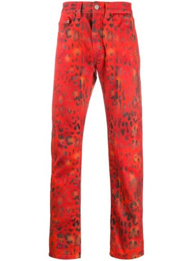 Napa By Martine Rose Leopard Print Jeans In Red