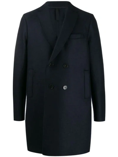 Harris Wharf London Double-breasted Coat In Blue