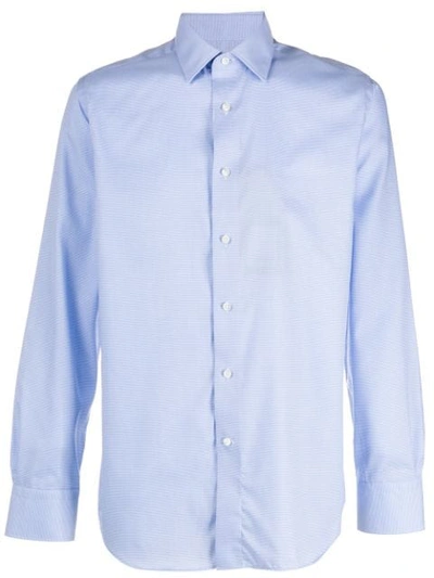 Canali Long Sleeve Poplin Shirt In Blue