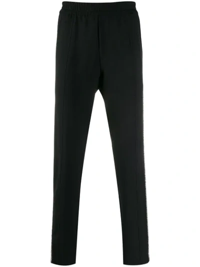 Amen Crystal Side-stripe Elasticated-waist Trousers In Black