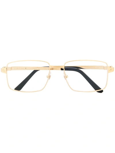 Cartier Thin Square Frame Glasses In Gold