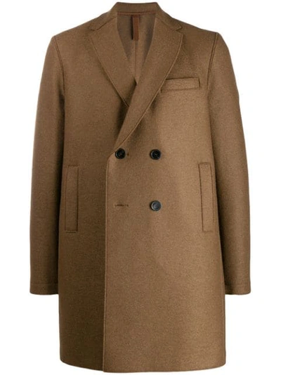 Harris Wharf London Double-breasted Peacoat In Brown