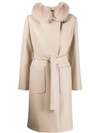 Fay Hooded Lobster-fastening Coat In Neutrals