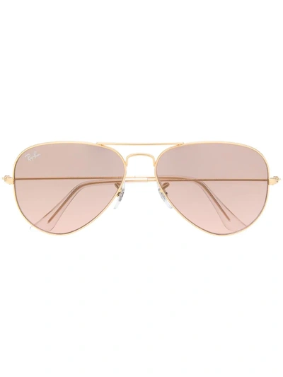 Ray Ban Aviator Sunglasses In Gold