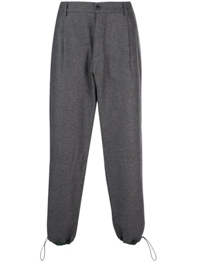Corelate Relaxed-fit Drawstring-hem Trousers In Grey