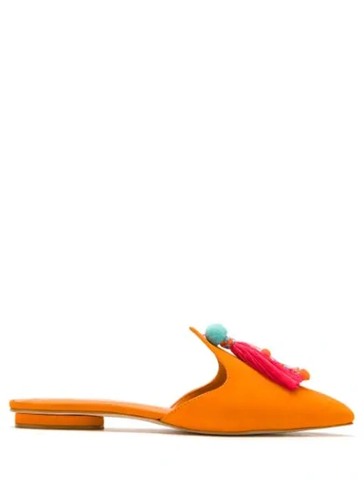 Sarah Chofakian Thande Leather Mules In Orange