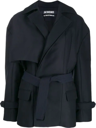 Jacquemus Asymmetric Wrap-style Coat In Blue