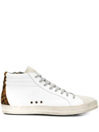 P448 Leopard-print High-top Trainers In White