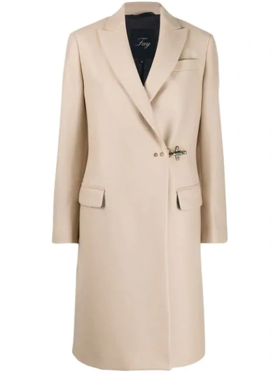 Fay Lobster-fastening Mid-length Coat In Neutrals