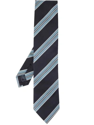 Brioni Diagonal Striped Tie In Blue